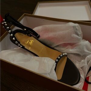 Christian Louboutin Black Sandals with Silver Studs